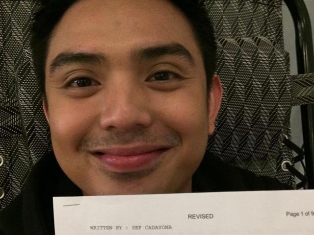 Sef Cadayona holding the script of his sketch for Bubble Gang