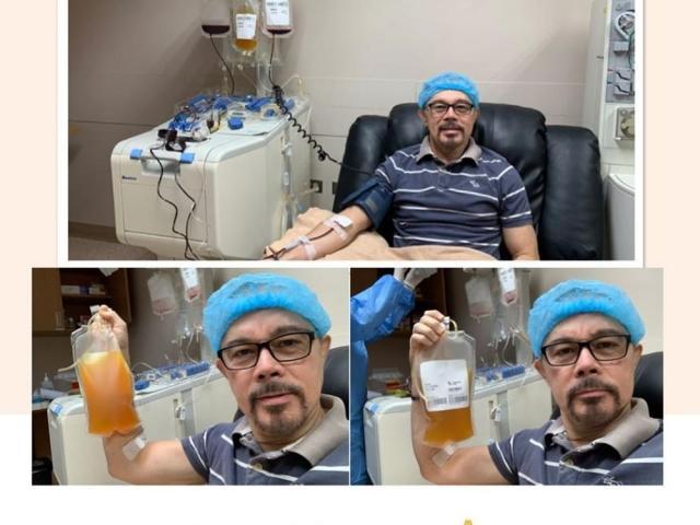 Christopher de Leon undergoing convalescent plasma therapy