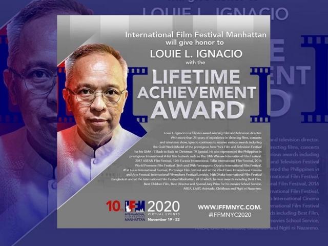 Louie Ignacio to receive intl lifetime achievement award