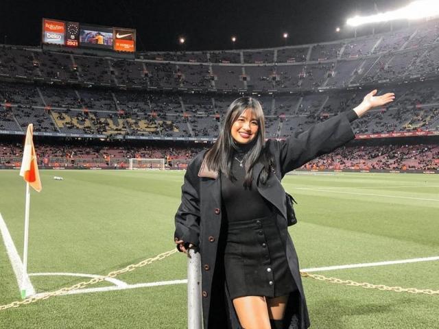  Gabbi Garcia watches FC Barcelona game in Spain