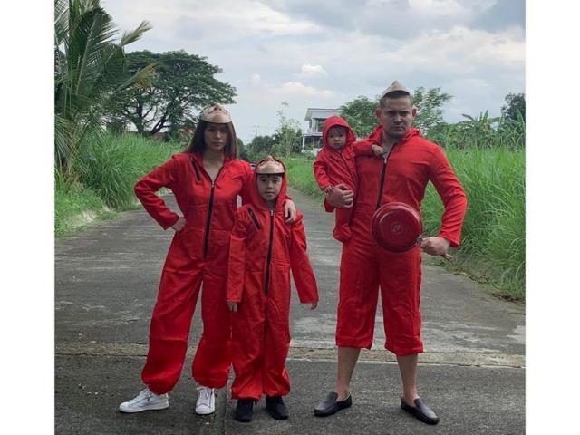 Paolo Contis and LJ Reyes as characters from Money Heist