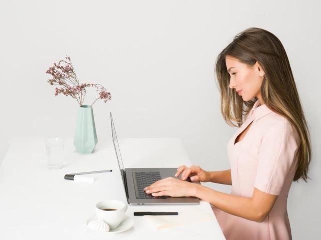 woman using laptop