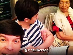 Alden Richard with his father and lola