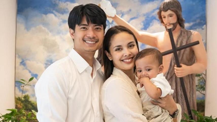 Megan Young, Mikael Daez, and baby Leon Daez