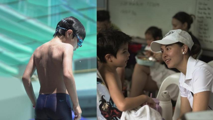 Sixto Dantes on his swimming competition