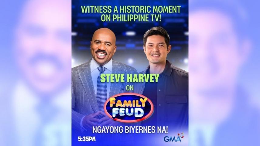 Steve Harvey and Dingdong Dantes in Family Feud