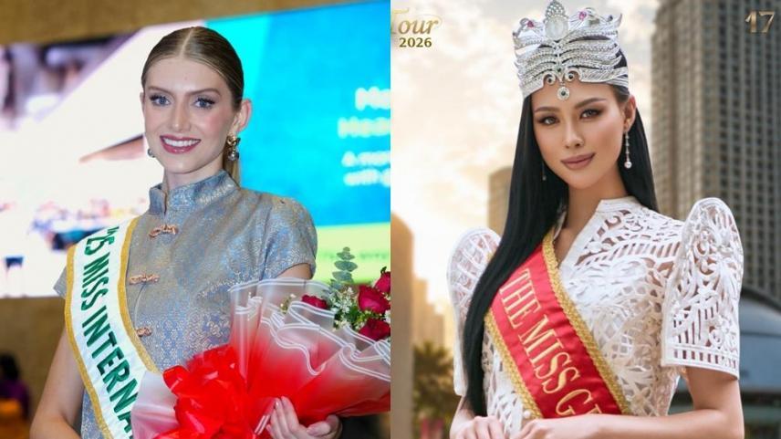 Miss International Catalina Duque at Miss Globe Chayanthanus Chearim Saradatta