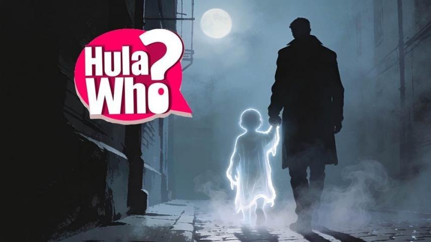 male silhouette with ghost kid