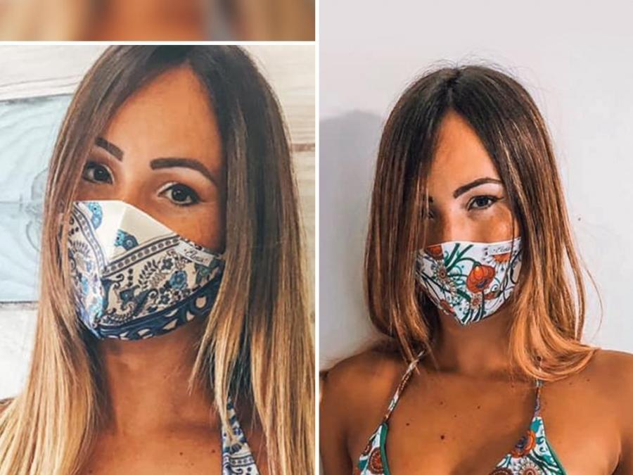 Trikini matching bikini and face mask