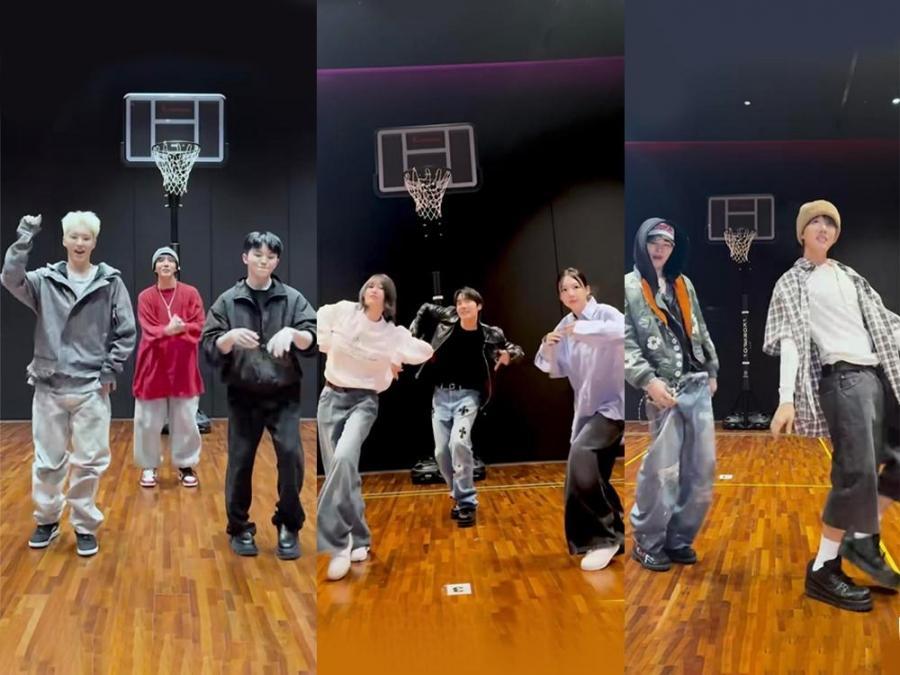 j-hope of bts, hoshi and woozi of seventeen, niki of enhypen, and nayeon and momo of twice 