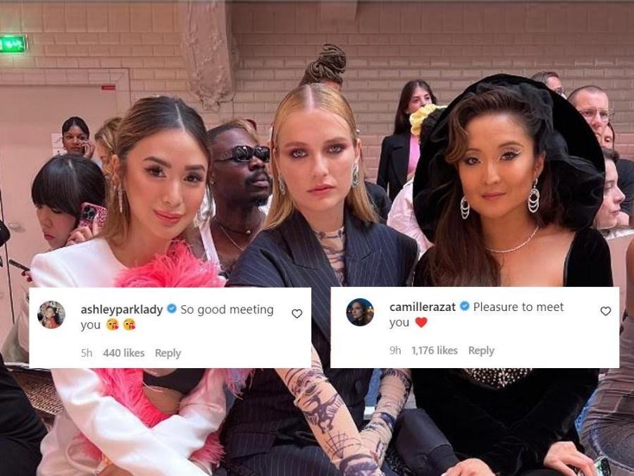 Heart Evangelista snaps a photo with 'Emily in Paris' stars Ashley Park and  Camille Razat