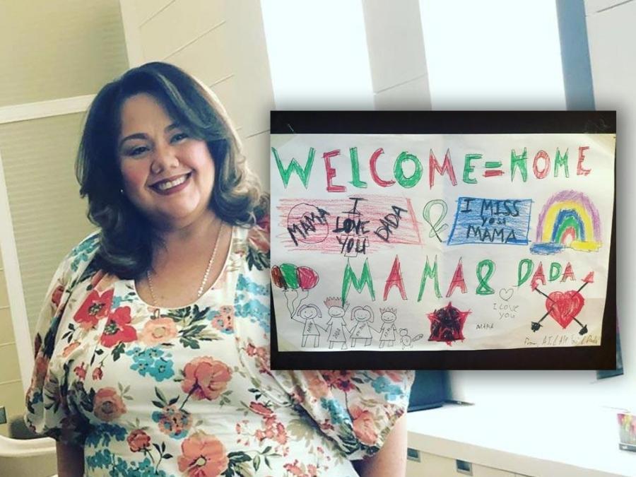 Ruby Rodriguez with welcome home note from son AJ