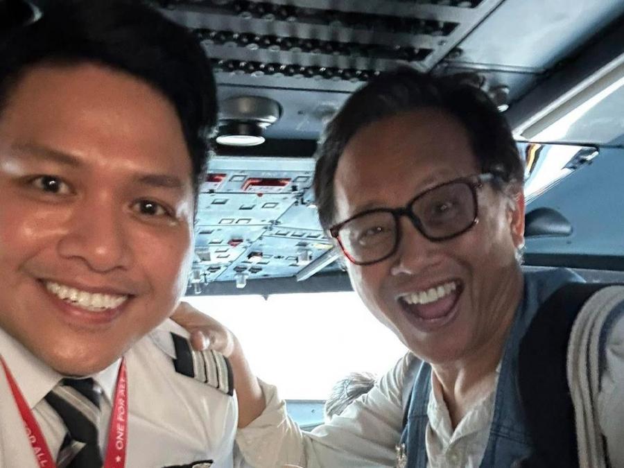 Howie Severino and pilot Steve Dailisan