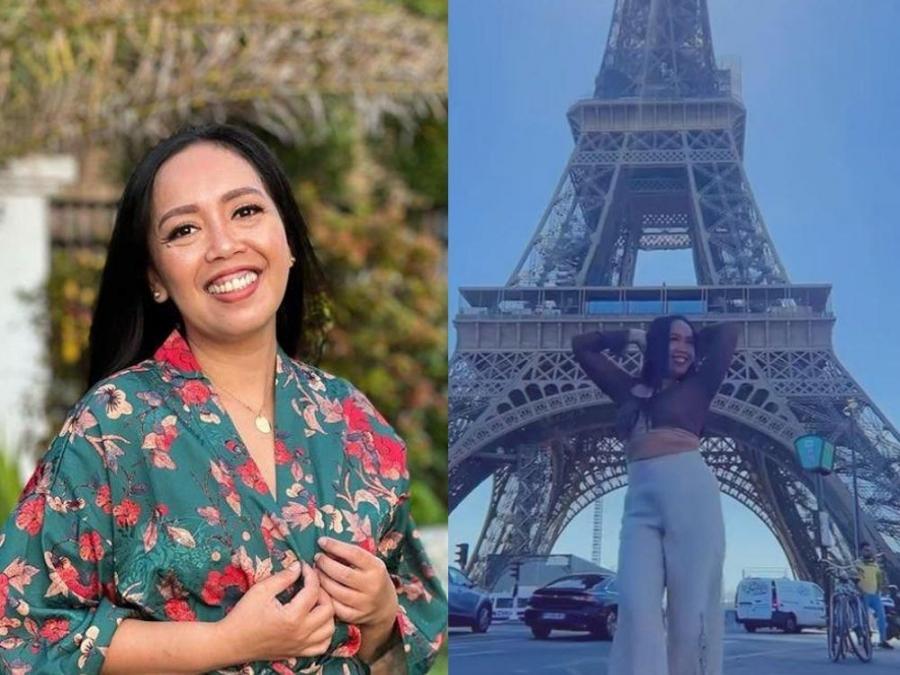 Kakai Bautista dances in front of the Eiffel Tower in Paris, France ...