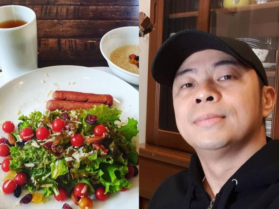 Plate of fresh salad and Chito Miranda