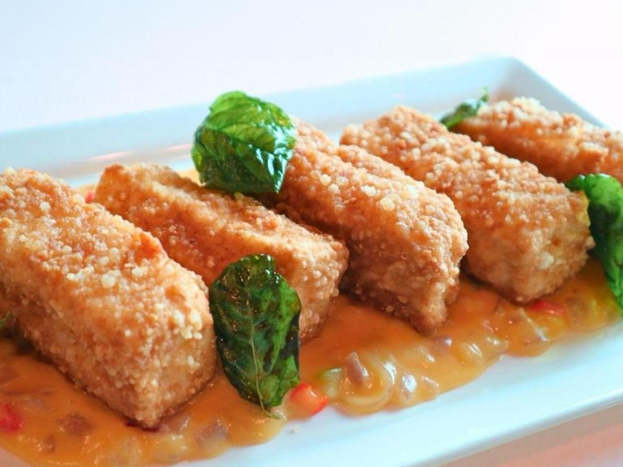 Spicy salted egg tofu recipe for meatless Fridays