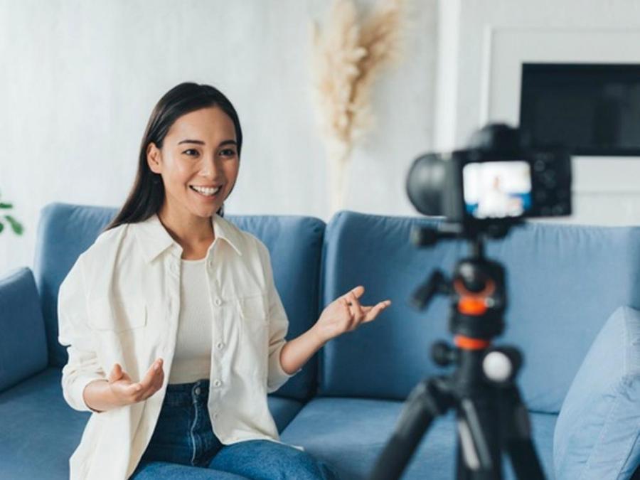 Woman doing vlogging