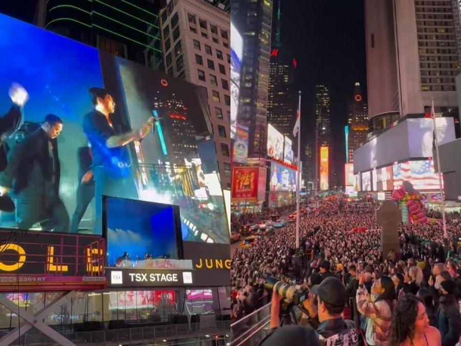 BTS member Jungkook surprises Times Square crowd with a mini