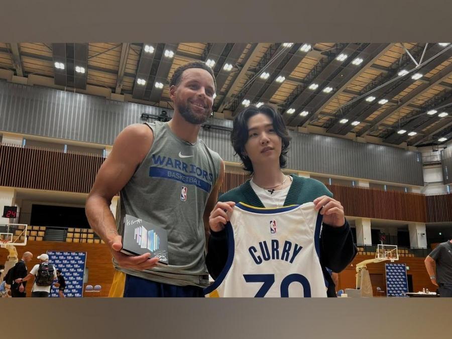 SUGA of BTS and Stephen Curry