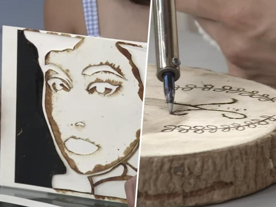 Coffee painting and burnt wood art