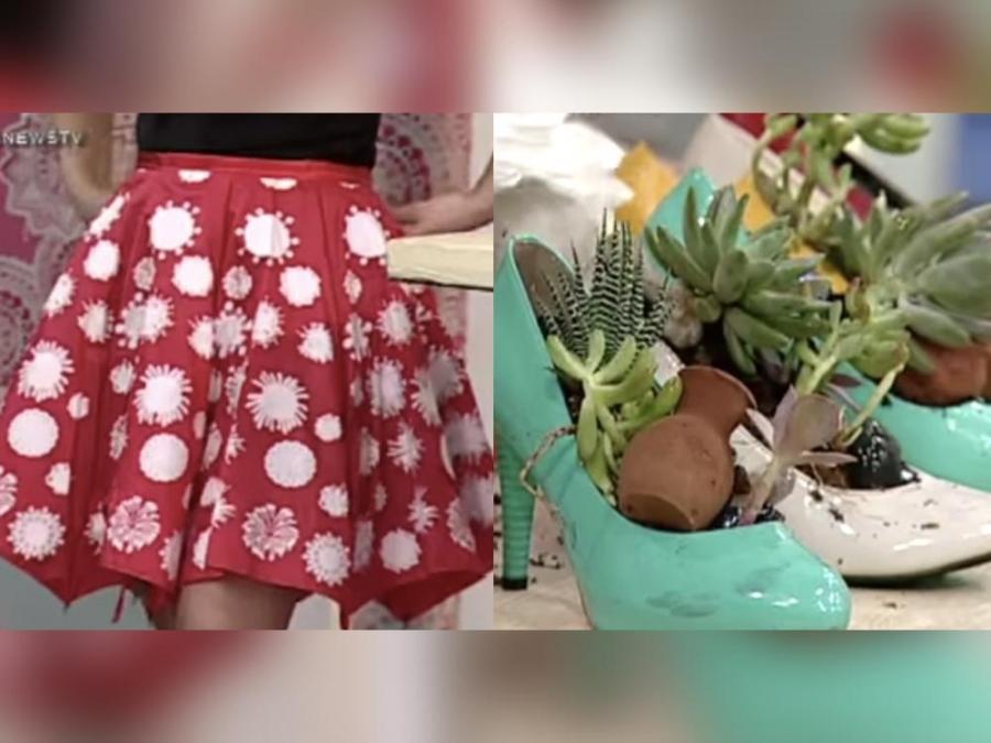 umbrella skirt and stilettos planter