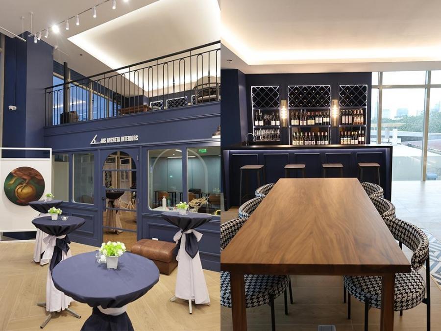 This gallery is also a wine bar and an interior design studio