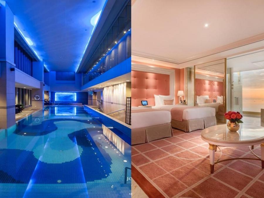 swimming pool and hotel room