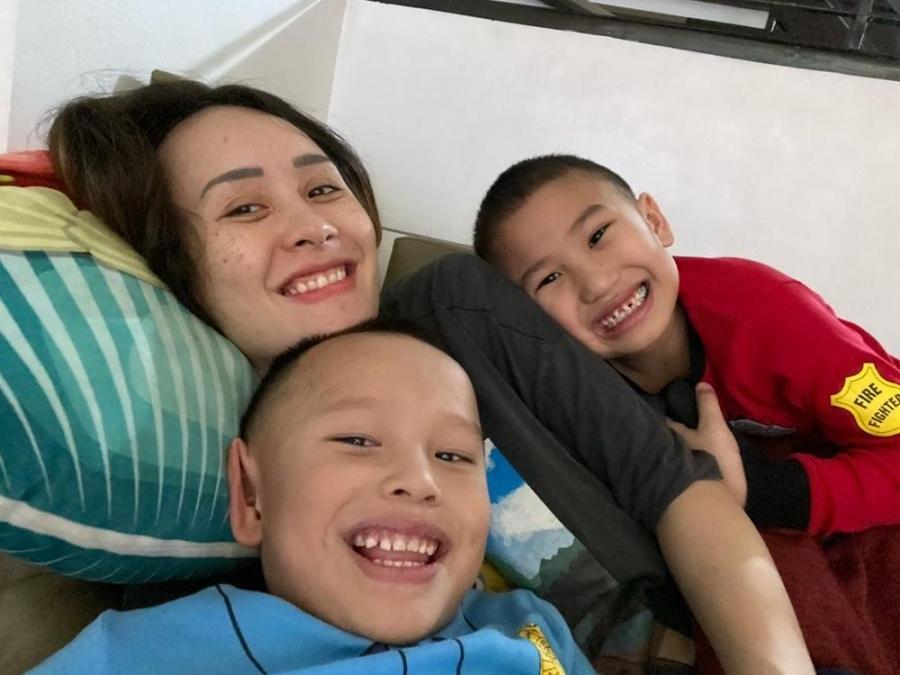 Chariz Solomon and her sons Apollo and Ali