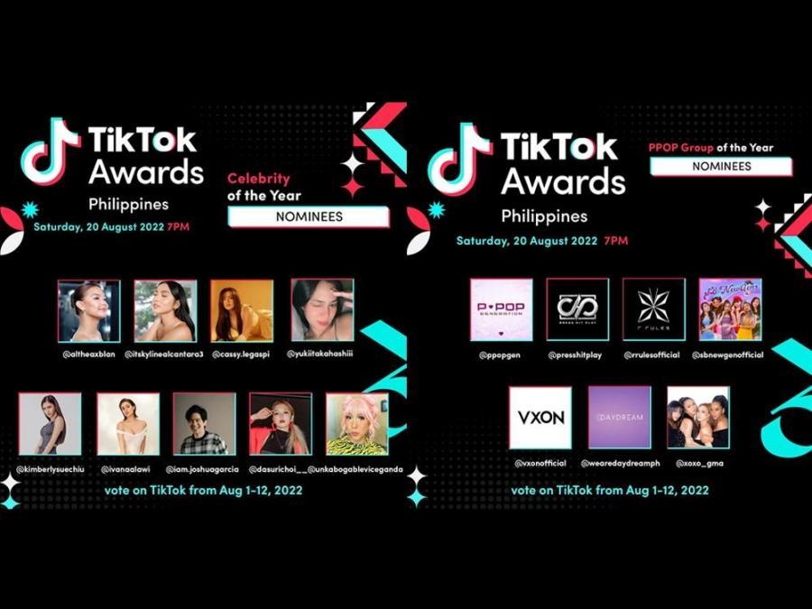 Kapuso artists earn nominations at the TikTok Awards Philippines 2022
