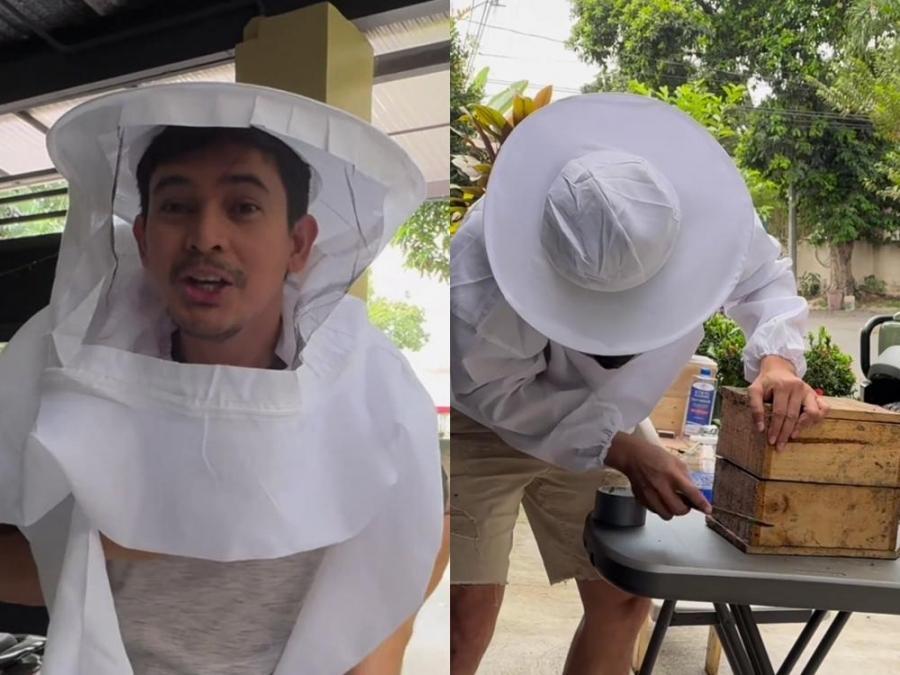 Jason Abalos tries harvesting honey for the first time in his urban farm |  GMA Entertainment