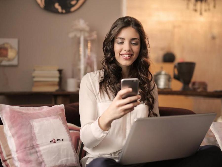 woman using smartphone