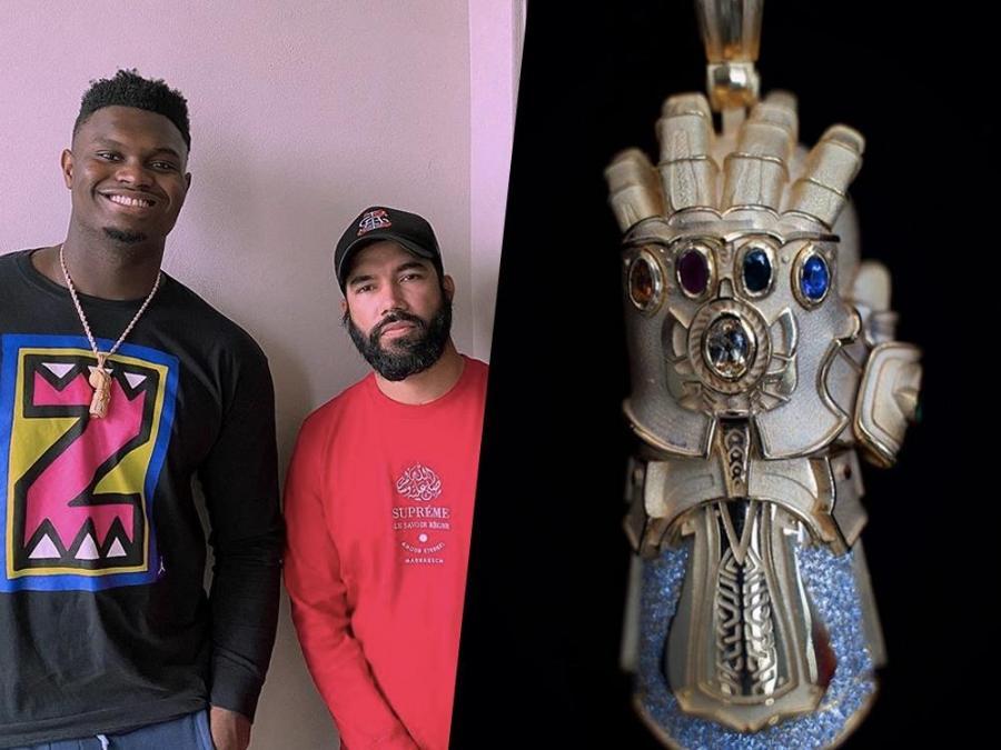 Zion Williamson and Zofrost with infinity gauntlet