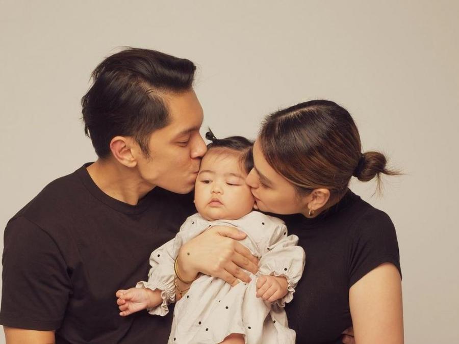 Carlo Aquino, Trina Candaza, and daughter Enola Mithi
