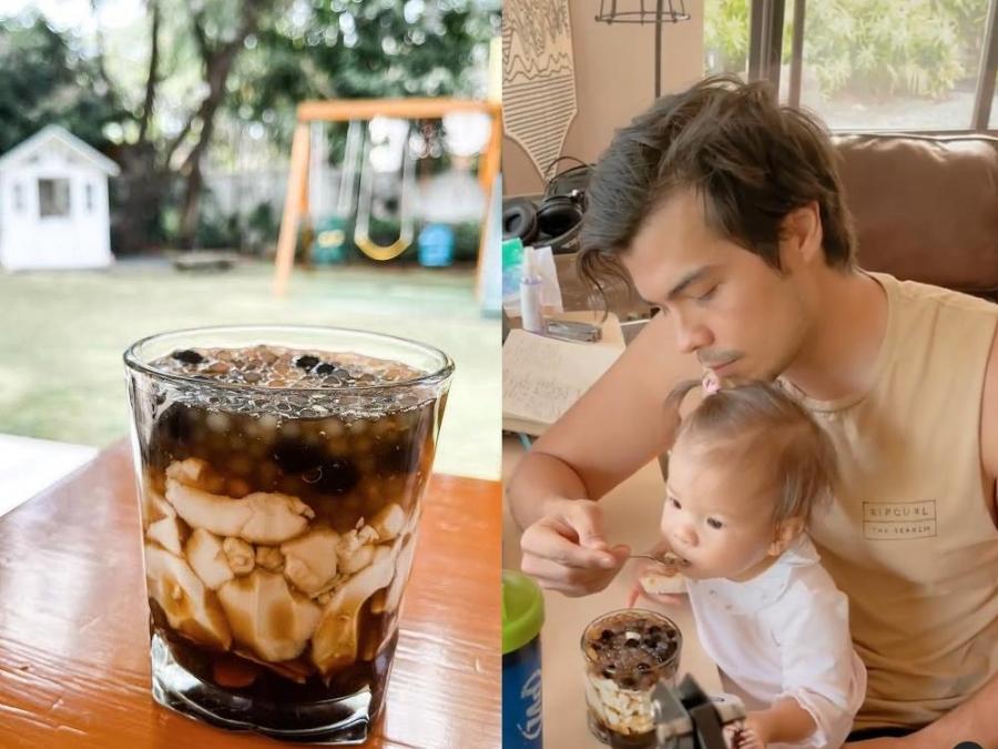 Anne Curtis and Erwan Heussaff daughter Dahlia eating taho