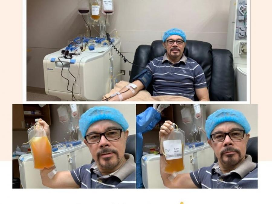 Christopher de Leon undergoing convalescent plasma therapy