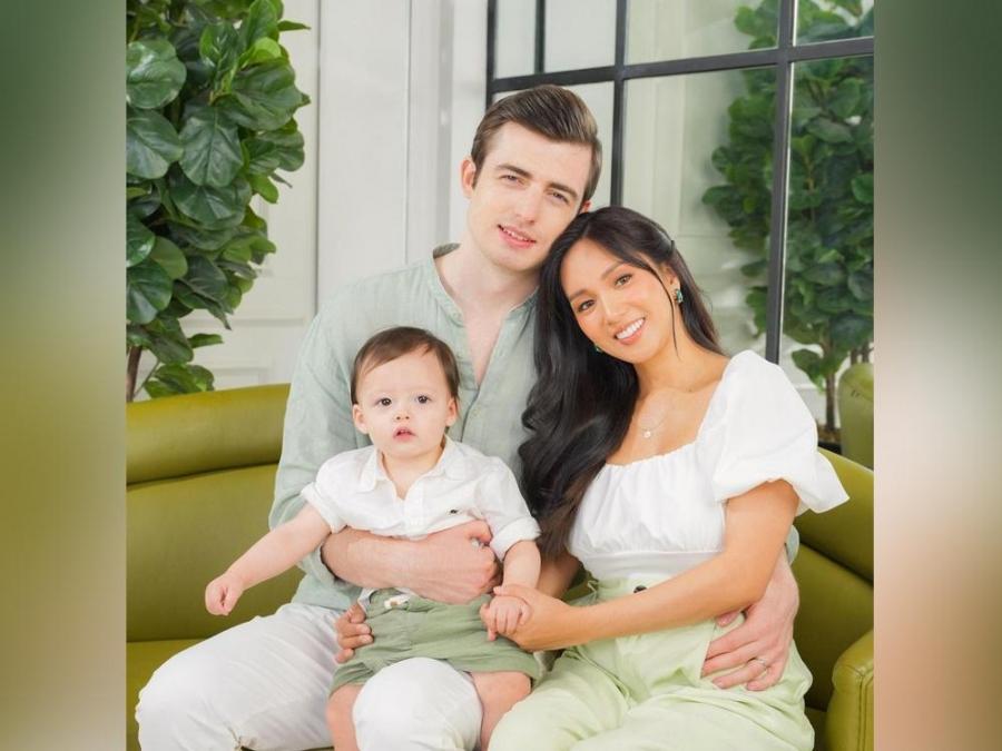 roxanne barcelo with husband and son