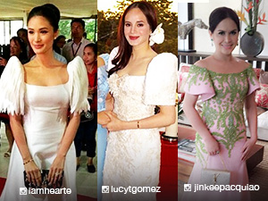 Heart Evangelista, Lucy Torres, Jinkee Pacquiao and other personalities  showcase their exquisite Filipiñanas in PNoy's last SONA