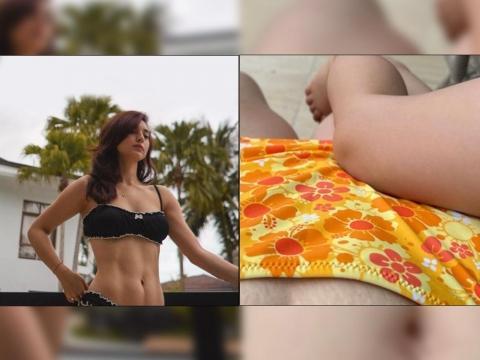 Toned Abs Sexy Slim Stomach Bikini Body Woman On Beach Vacation