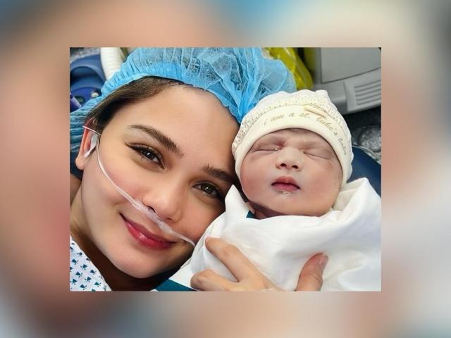 kristine hermosa with newborn child isaiah timothy