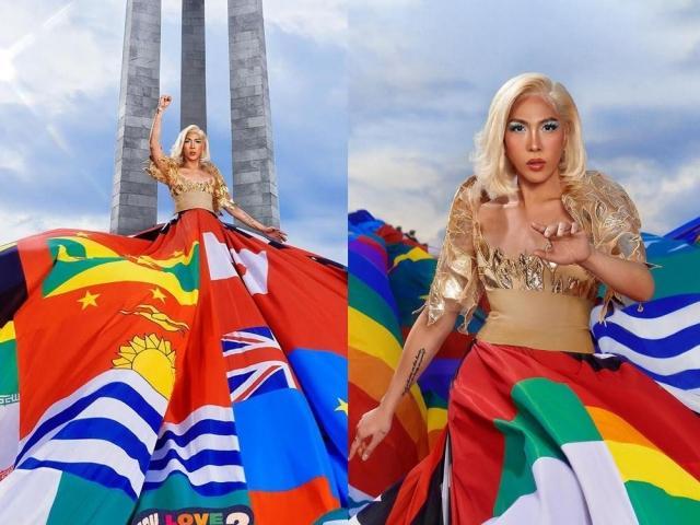 Vice Ganda wears Amsterdam rainbow dress