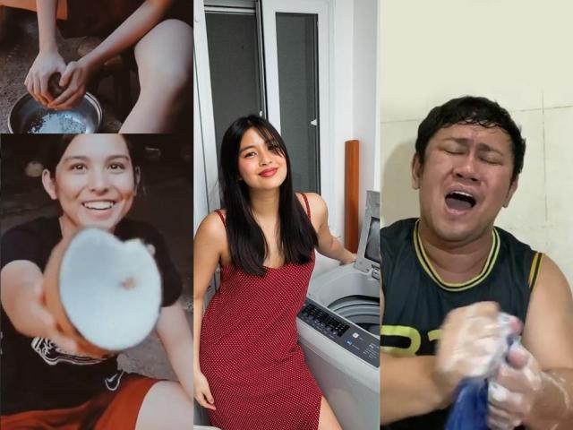 Celebrities doing household chores