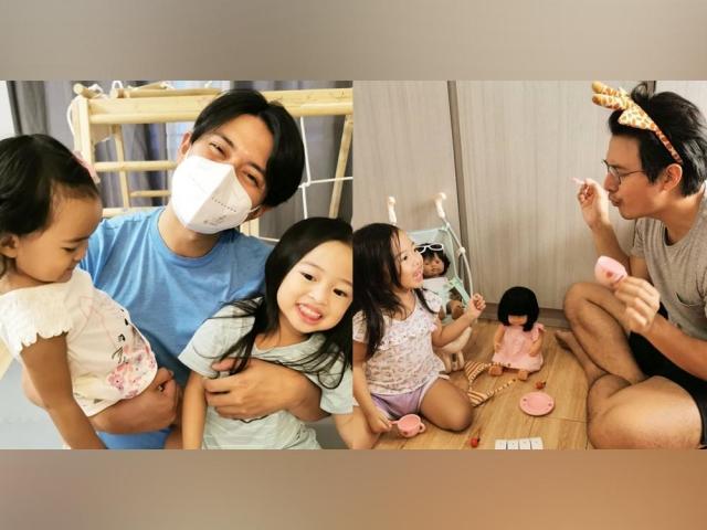 Mike Tan with his daughters Tori and Prisci