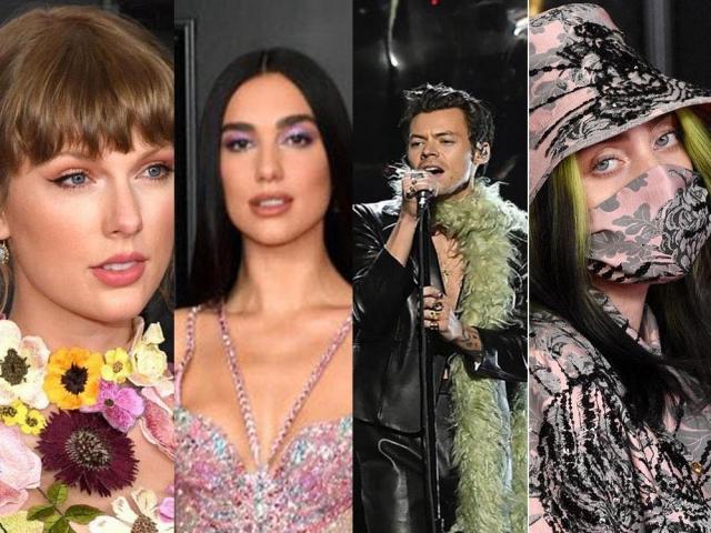 dua lipa, billie eilish, harry styles and taylor swift