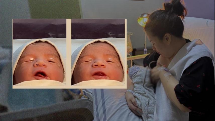 Janna Dominguez gives birth
