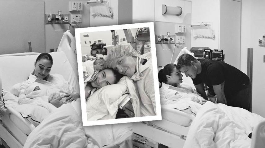 Olivia Culpo, Christian McCaffrey, and Colette Annalise McCaffrey