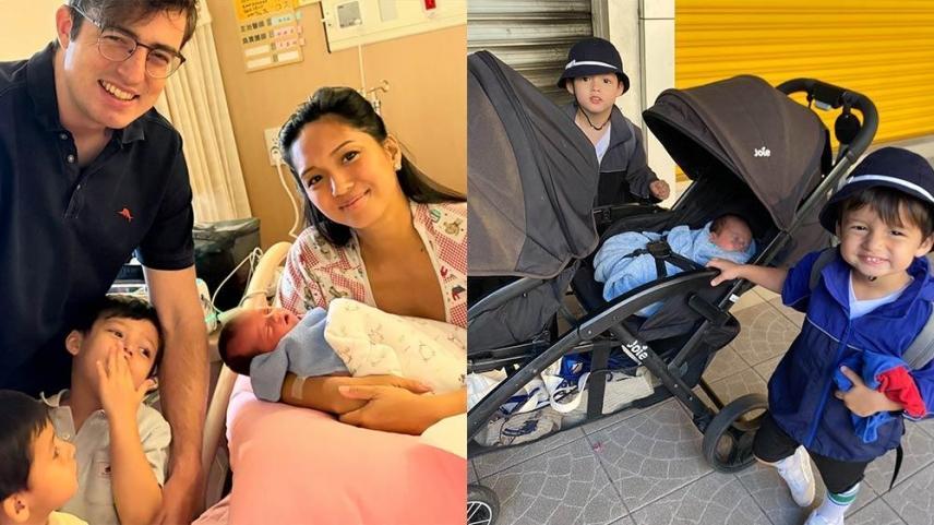 Roxanne Barcelo with her husband Jiggs and their kids Oliver, Theo, and Leo