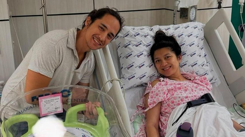 Mav Gonzales with husband Matt Valena and baby Maya