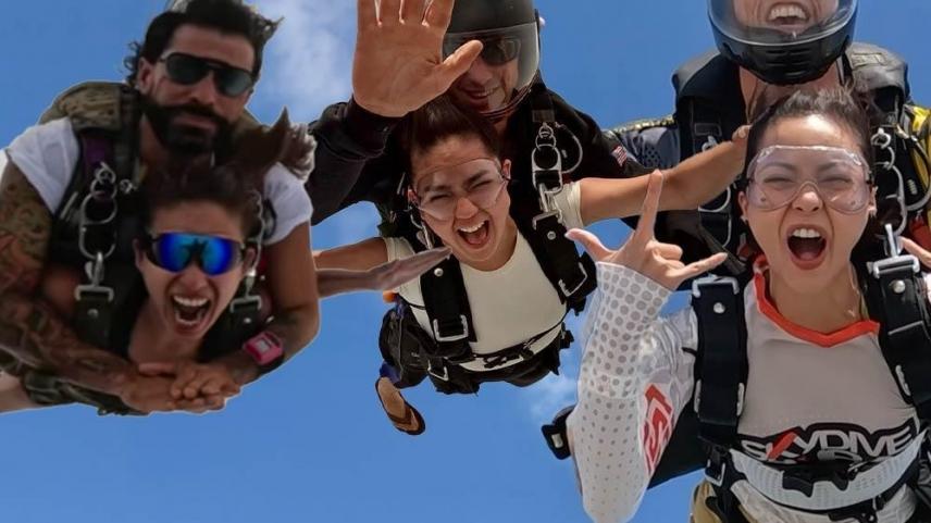  Mikee Quintos, Andrea Torres, and Kim Chiu skydiving