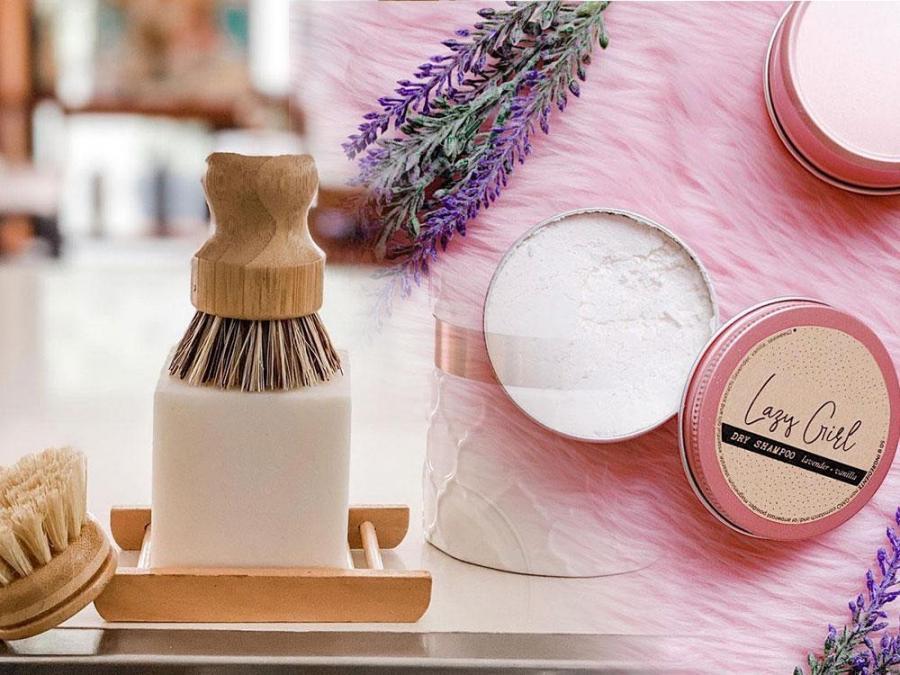 wood dish brushes and dry shampoo