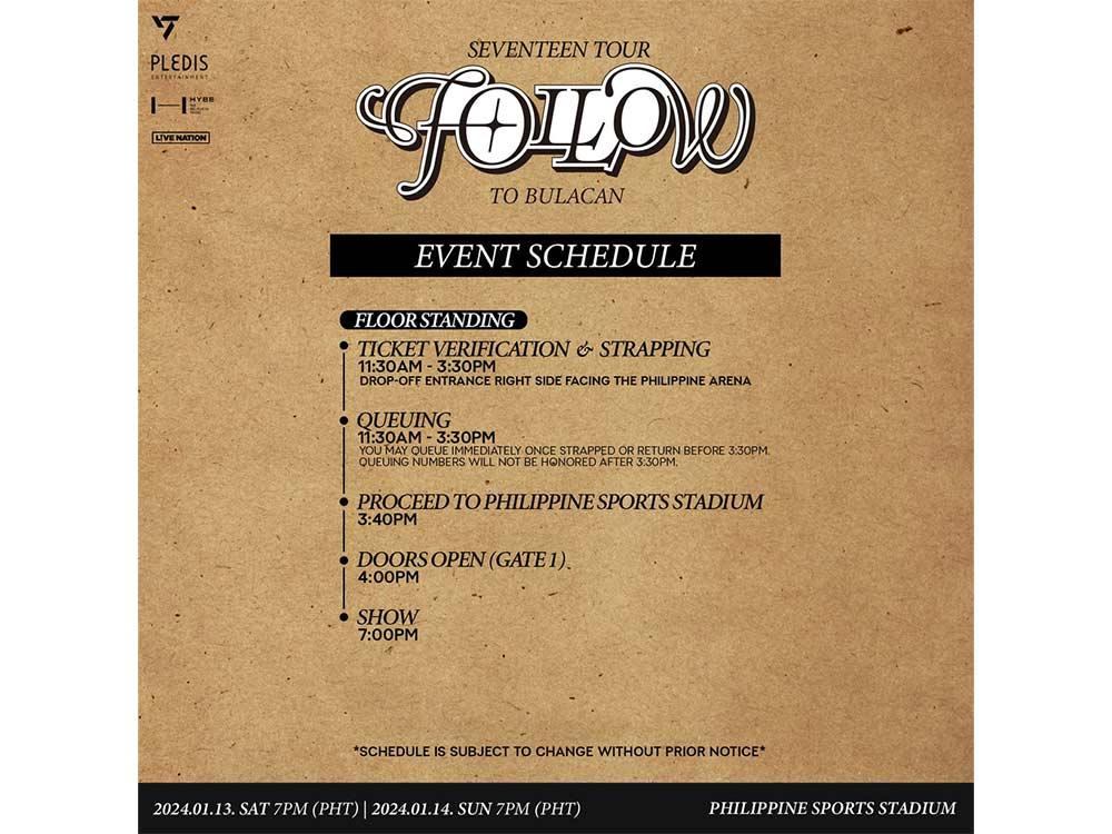 Event schedule (Floor Standing)
